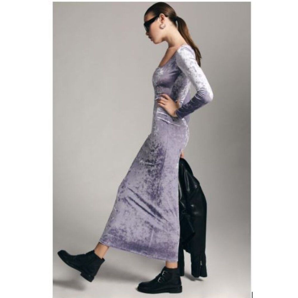 Delfi Collective Slim Square-Neck Dress in Lilac x Anthropologie –Size Med - NWT - Picture 3 of 8